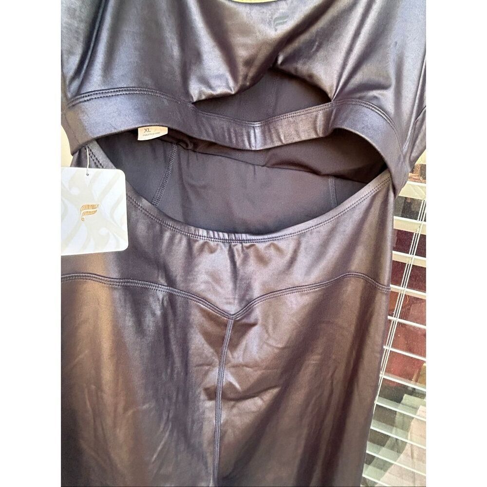 NWT Fabletics K Khardashian Coated Black One Piece Jumpsuit XL cut out back - Picture 10 of 14